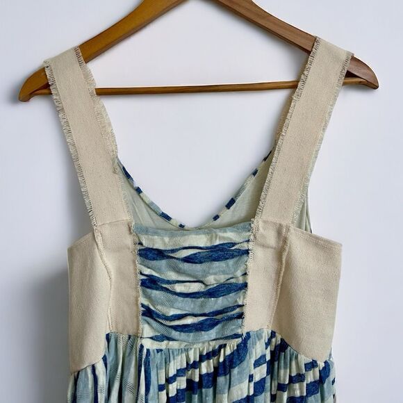 Urban Outfitters Striped Asymmetrical Maxi Dress Blue Size Medium - Picture 4 of 7